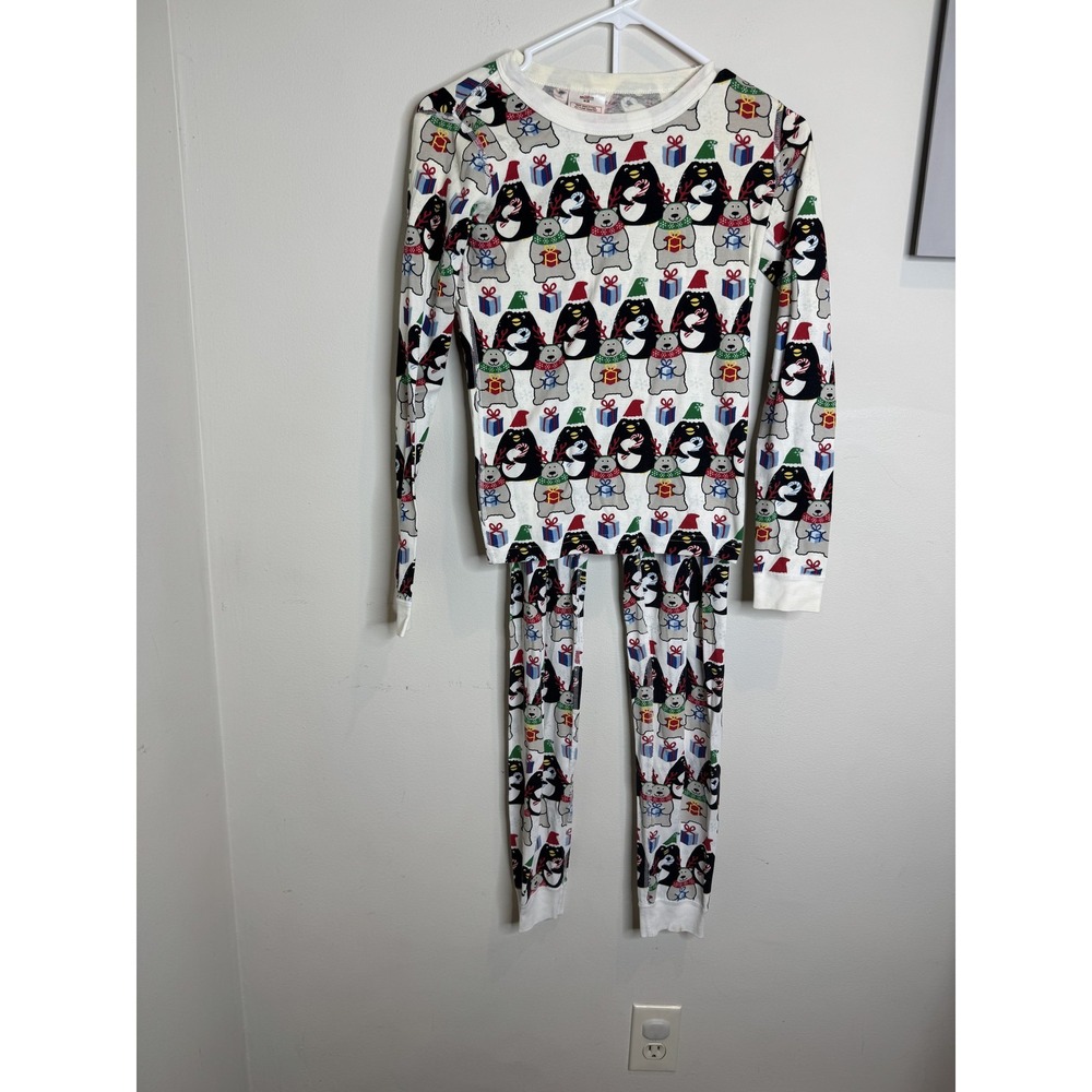 Hanna Andersson Pajamas Youth 14 Penguin Bear Holiday Christmas Organic Cotton S